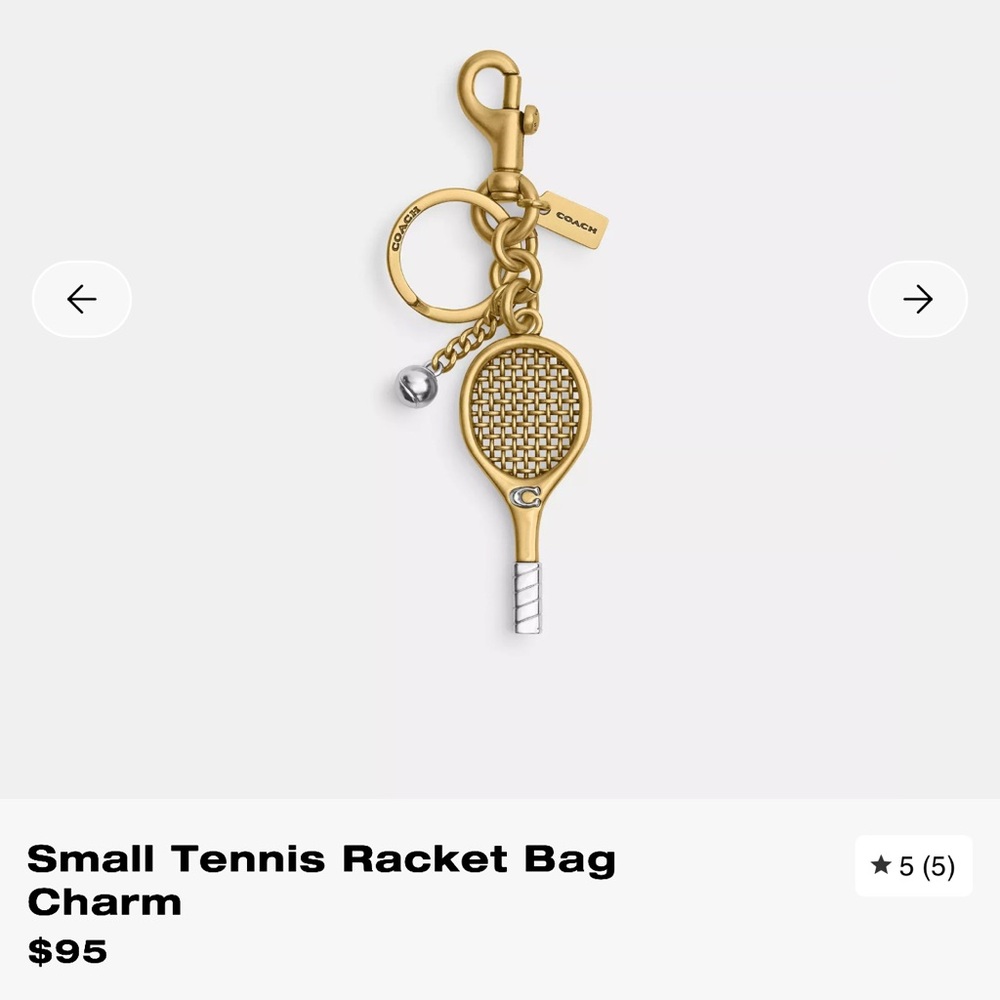 Coach Gold and Silver Tennis Racket Charm